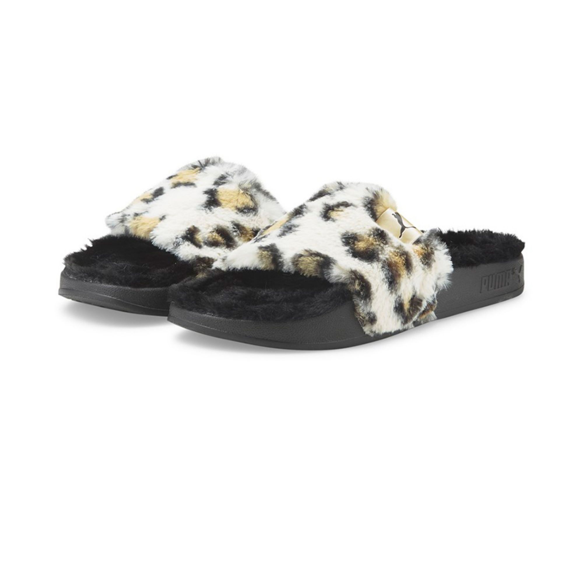 PUMA Leadcat Series Slide Slippers Women's Black/White/Leopard