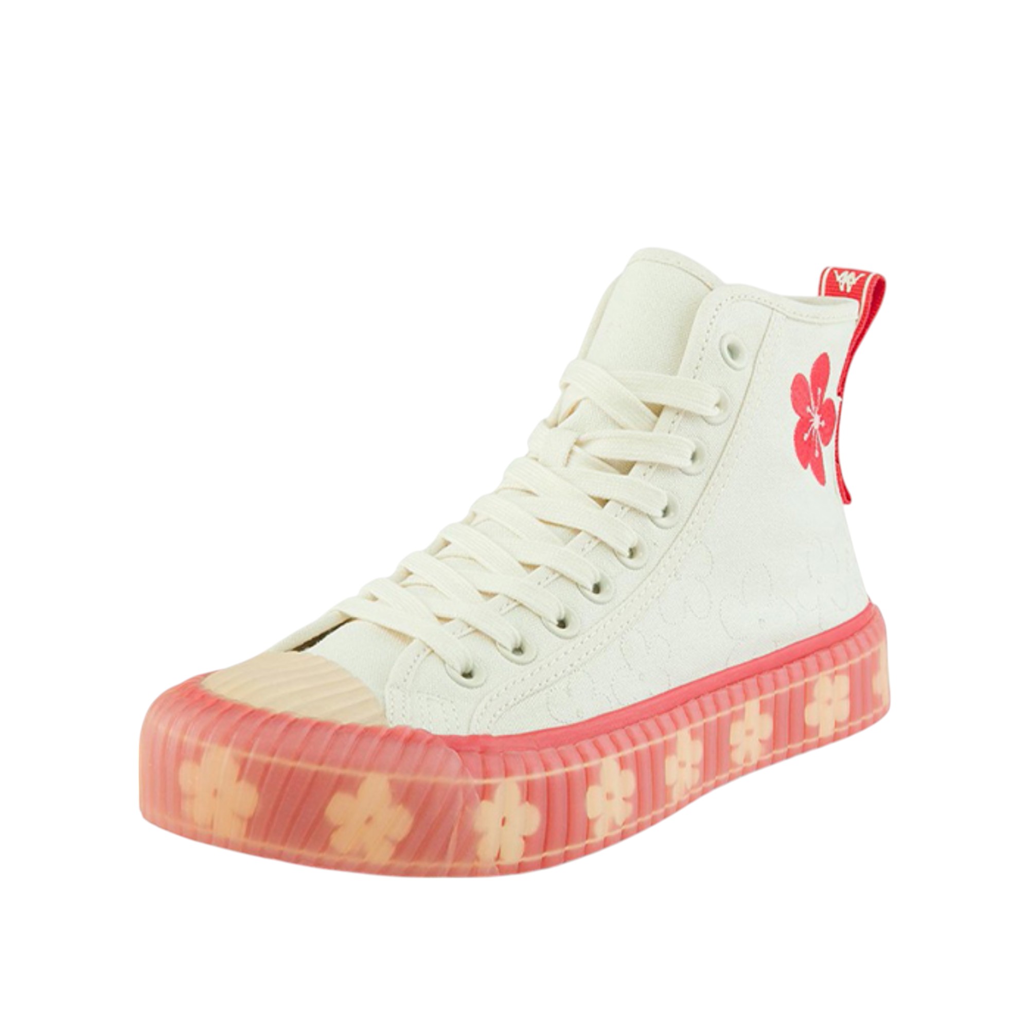 Kappa Canvas Shoes Unisex High-Top Heron Feather White/Chestnut Red