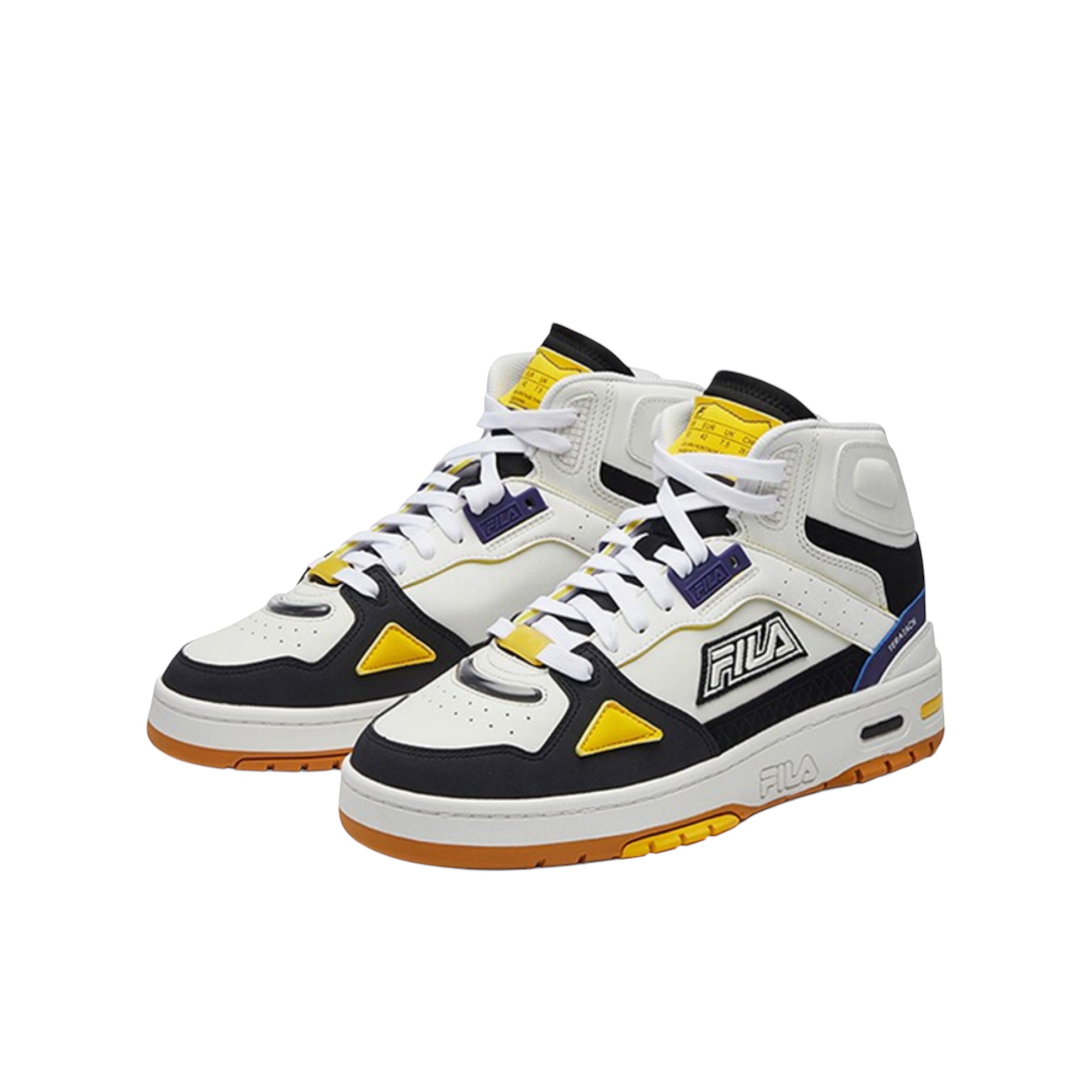 FILA FUSION Teratach Vintage Basketball Shoes Men Mid-Top White Medium White/Black