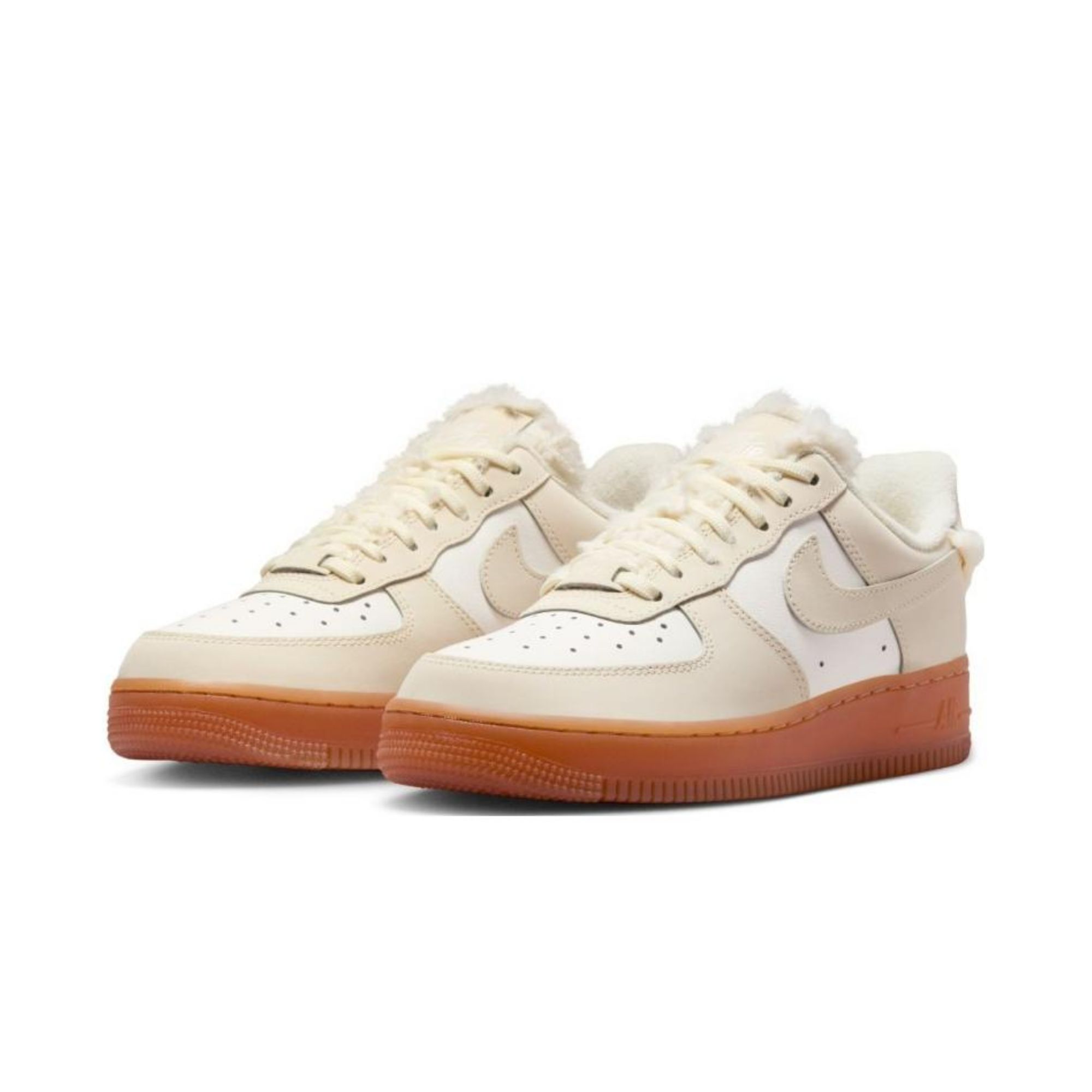 Nike Air Force 1 Sail Gum Faux Fur Women's