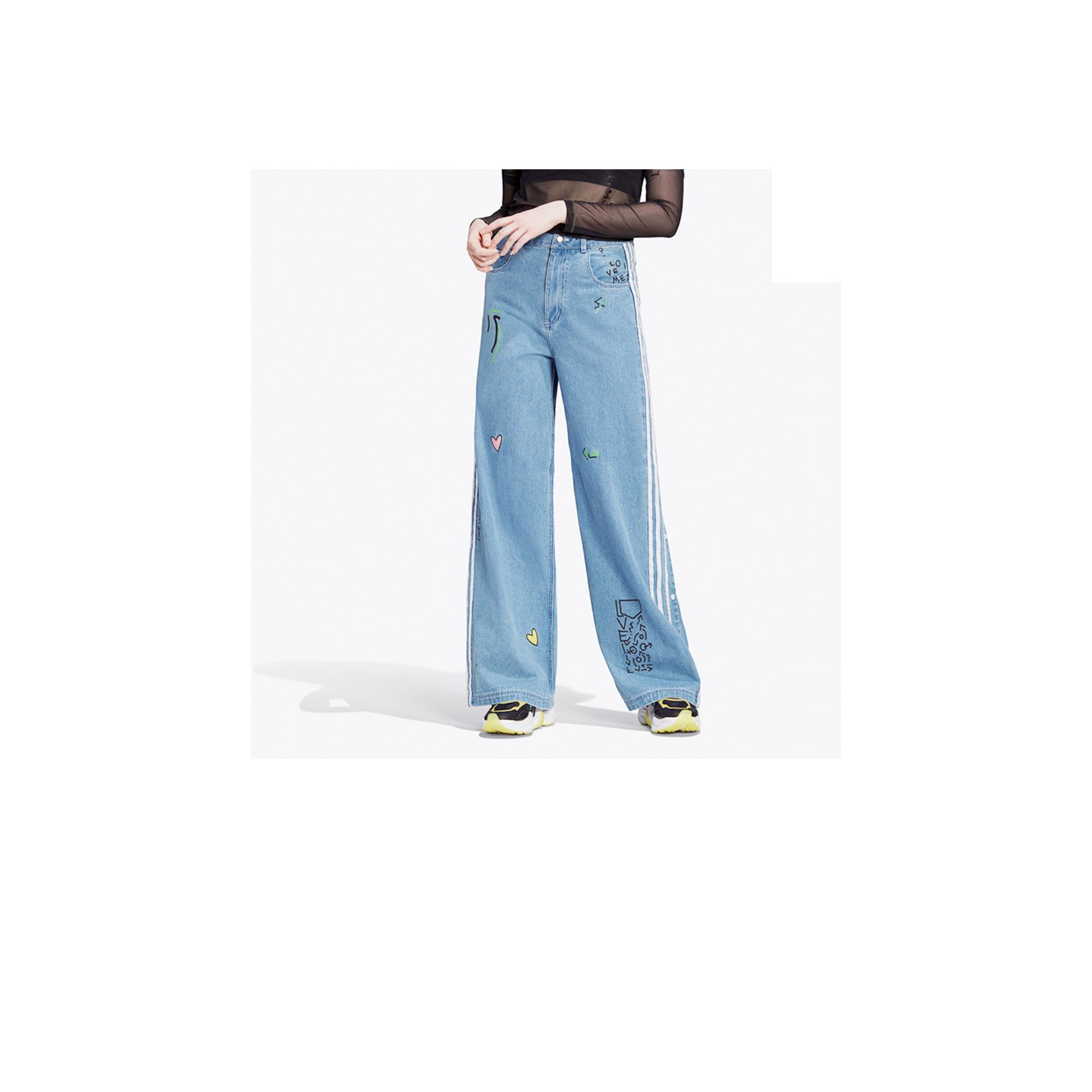 adidas originals Women's Fiorucci Denim Track Pants Blue