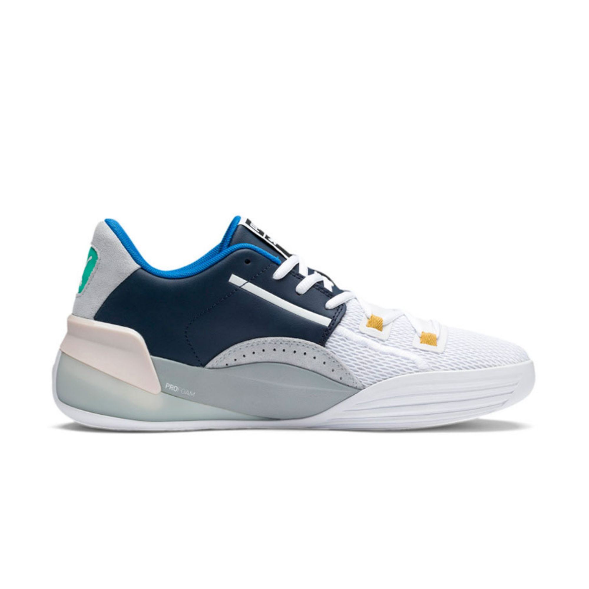 PUMA Clyde Hardwood Basketball Shoes Unisex Low-top White/Royal Blue/Fern Green