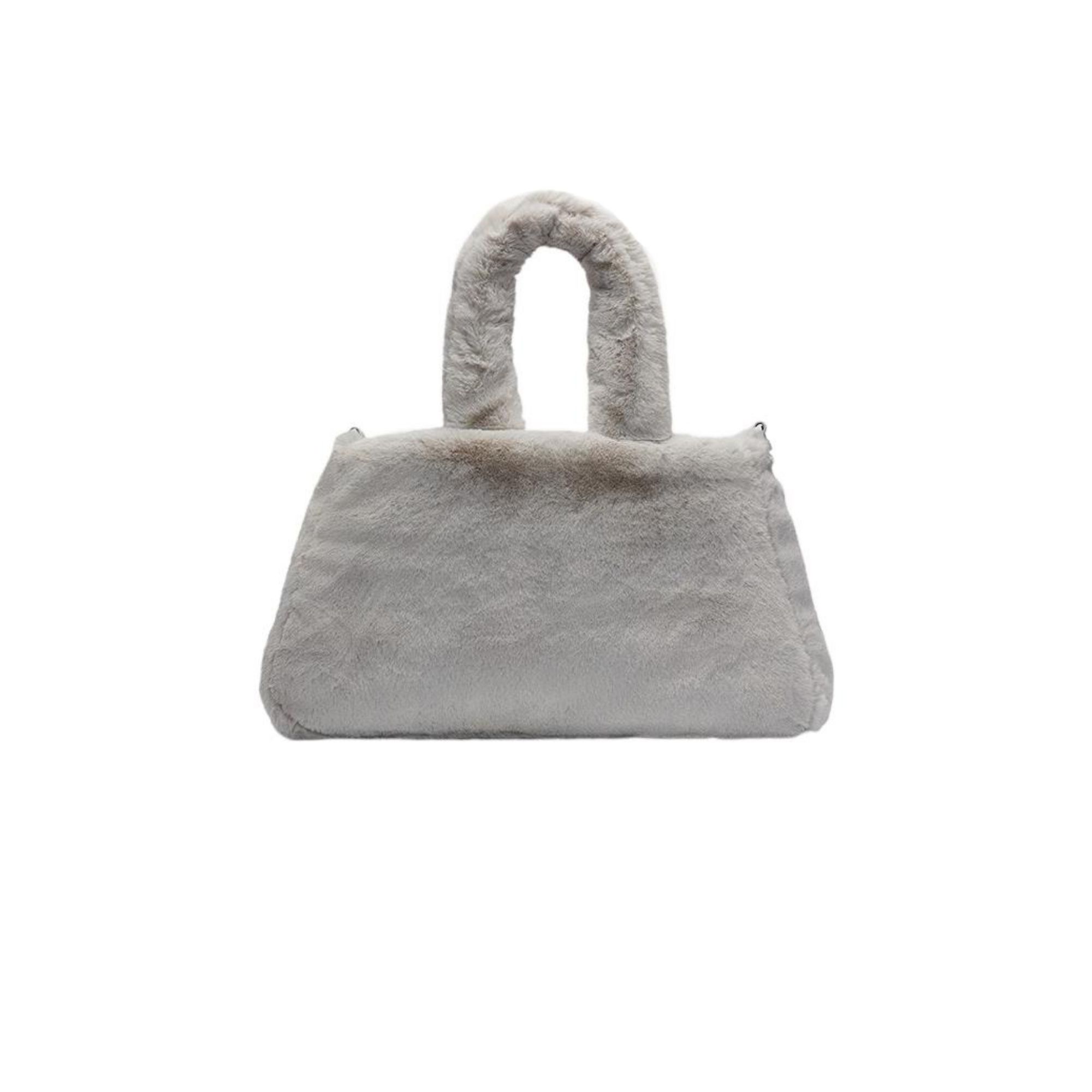 Nike Sportswear Faux Fur Tote Grey White Light Iron Ore