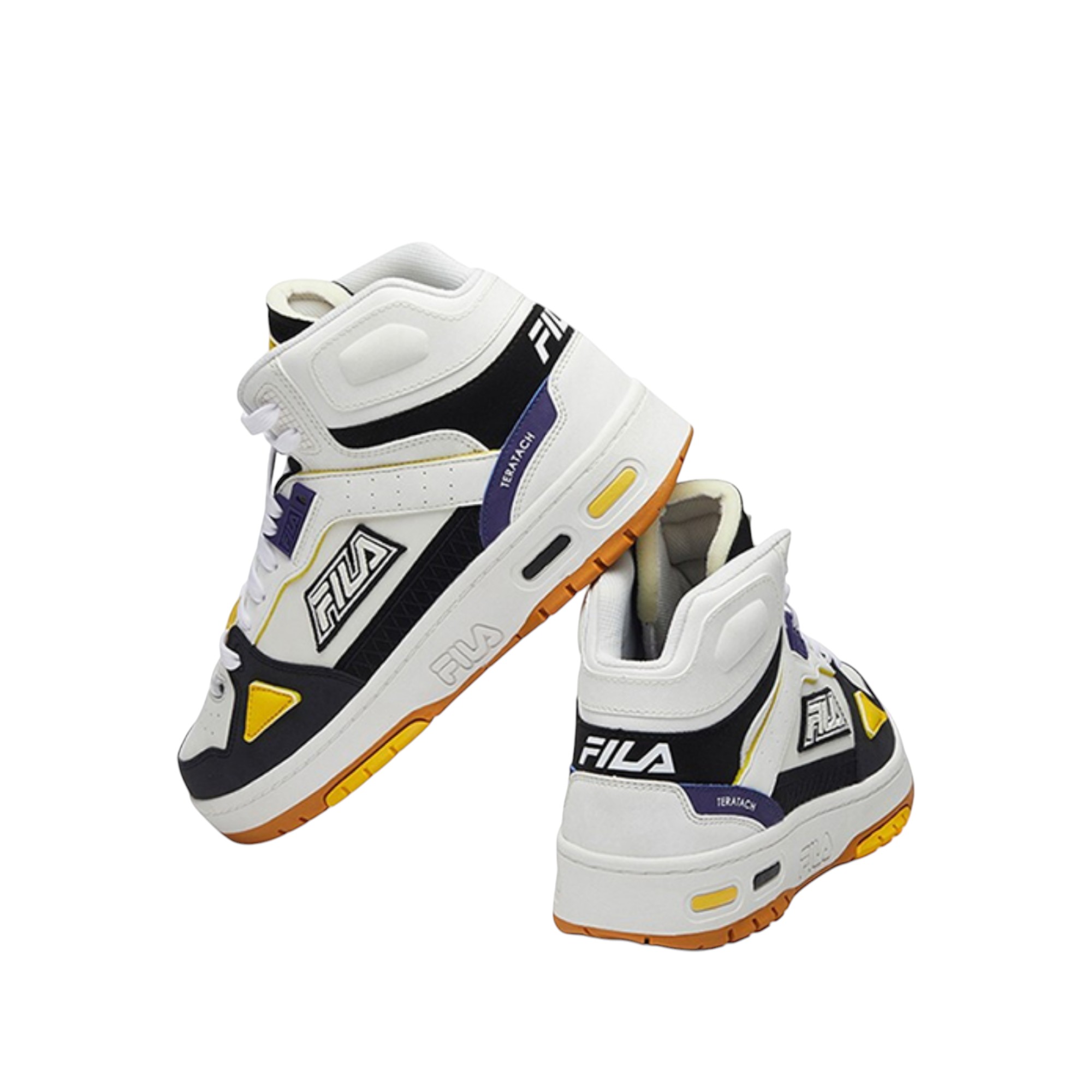 FILA FUSION Teratach Vintage Basketball Shoes Men Mid-Top White Medium White/Black