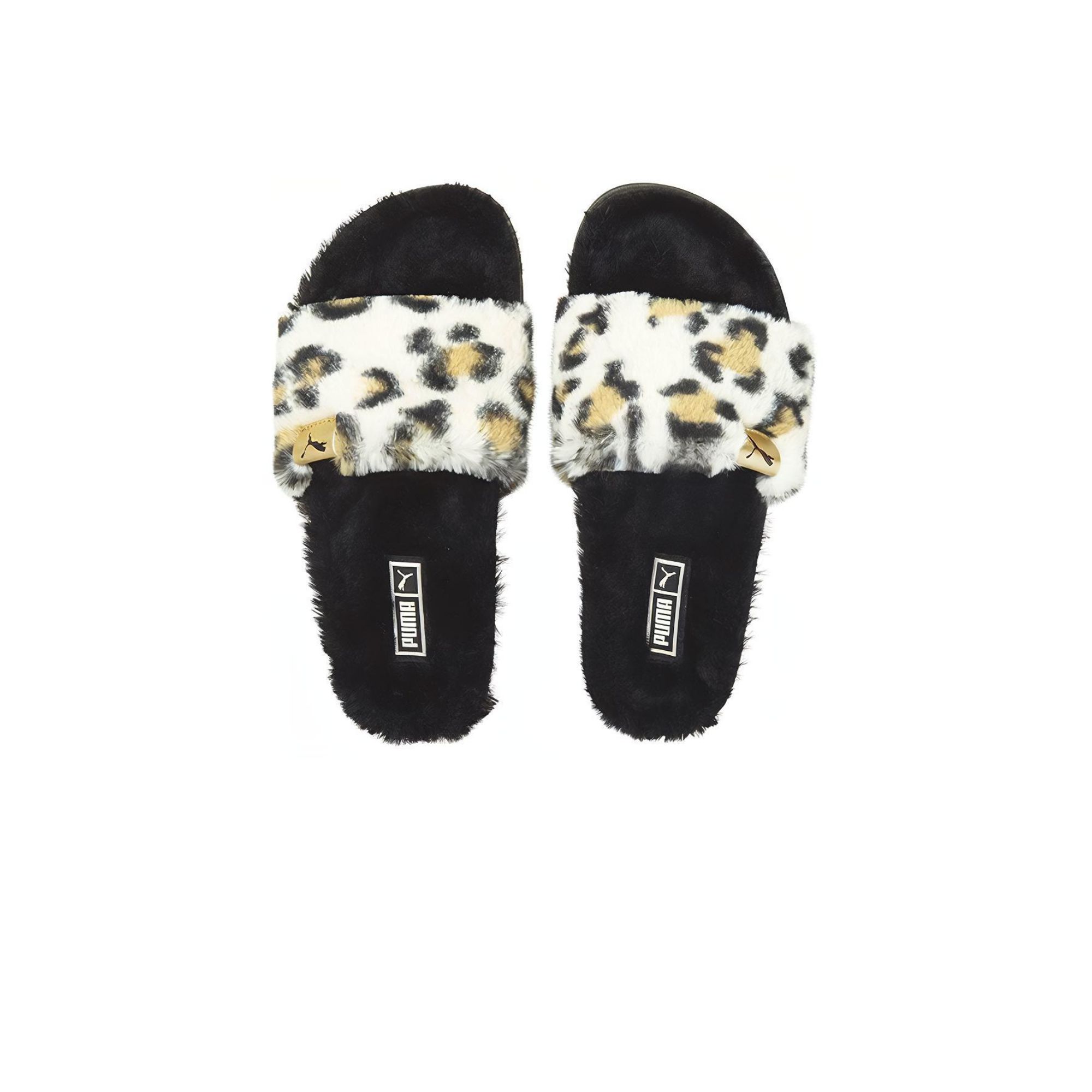 PUMA Leadcat Series Slide Slippers Women's Black/White/Leopard