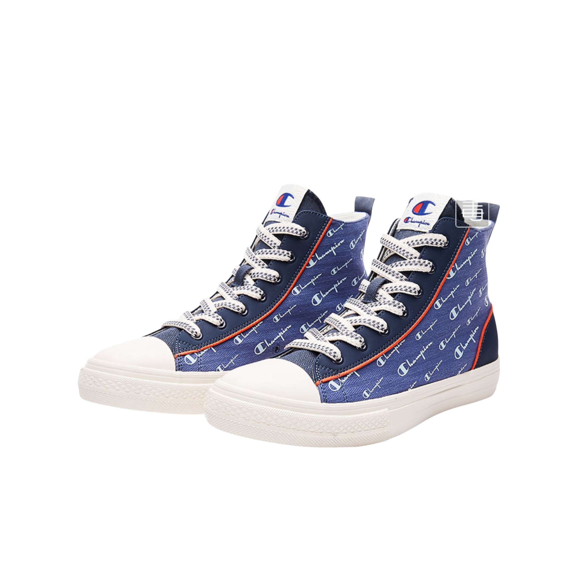 Champion Canvas Shoes Men High-Top Iron Blue/Oxidized Orange